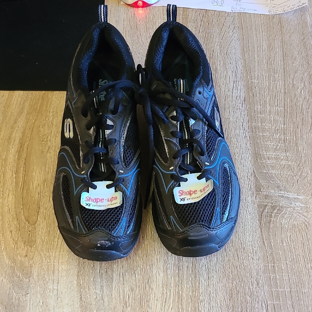 Skechers Shape-Ups Black and Blue Sneakers